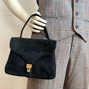 Lesco Lona vintage 1950’s elegant black suede handbag